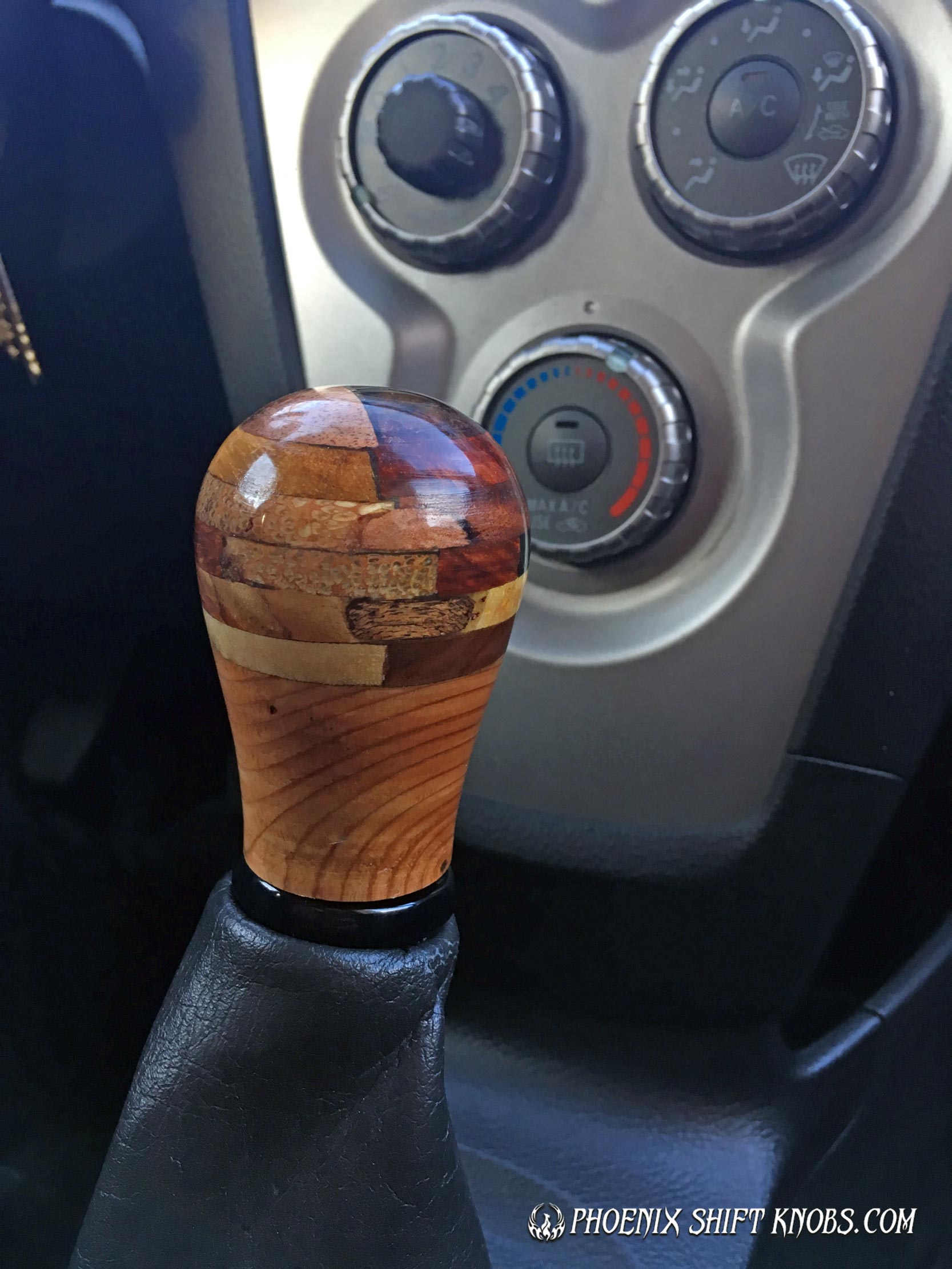 Photos of Wood Shifter Knobs.